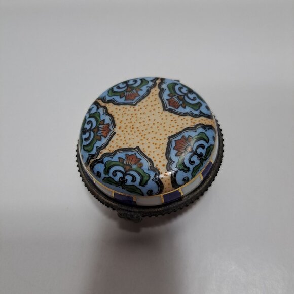 Cloisonne Enamel Collectible Medicine Pill Box Container Multi Colored - Picture 16 of 16